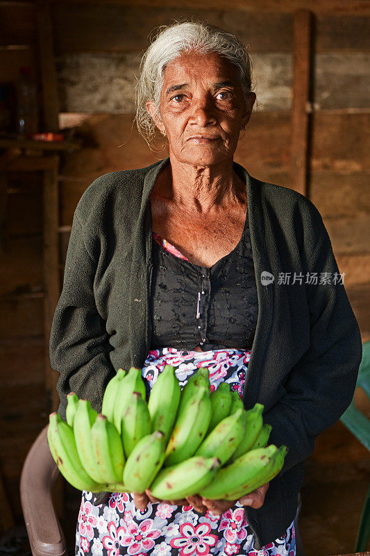 描绘斯里兰卡卖香蕉的老妇人