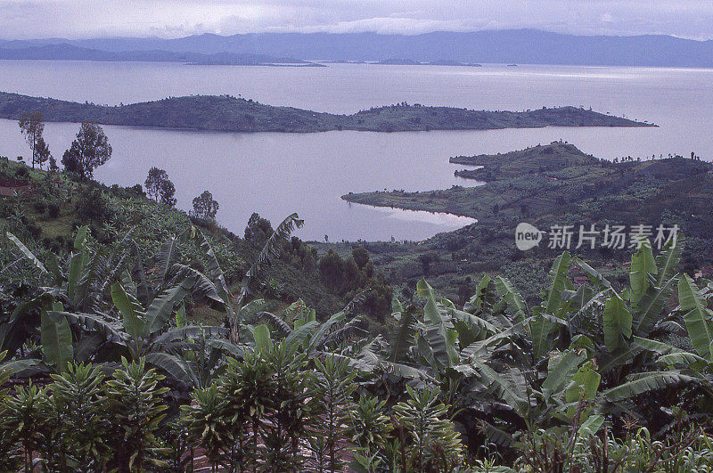 非洲中部卢旺达的布拉克湖和热带香蕉农业