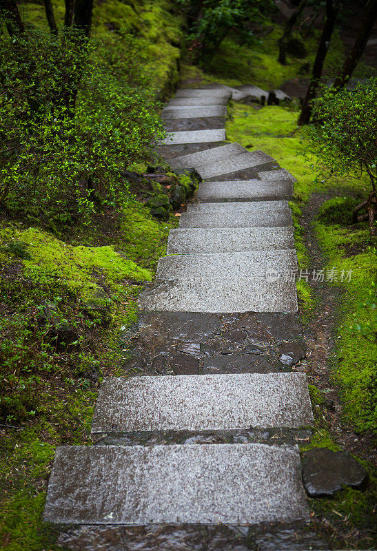 通往山下的石道。