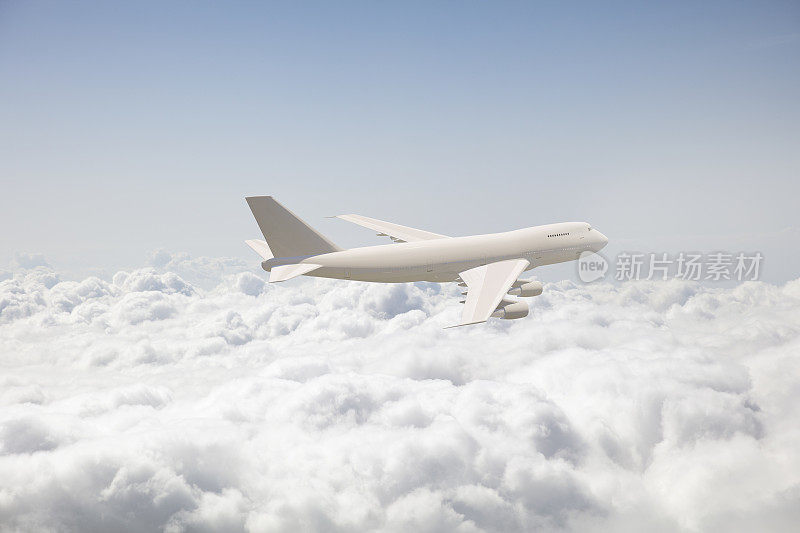 在云层上飞行的飞机