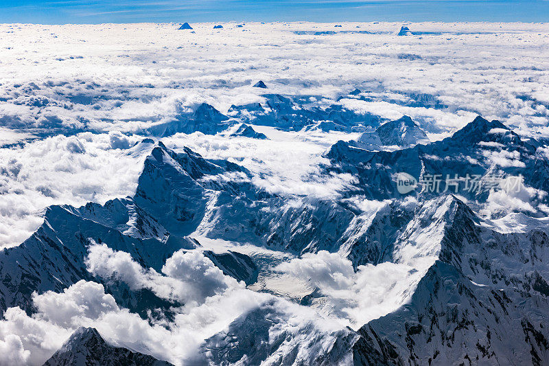 鸟瞰图巴基斯坦山脉，K2，巴基斯坦，喜马拉雅山，中亚