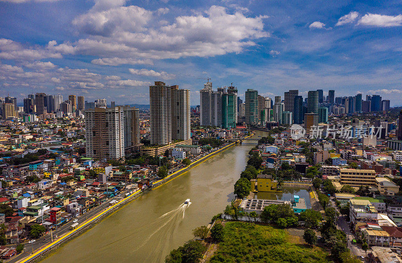 马卡蒂鸟瞰图，马尼拉城市天际线