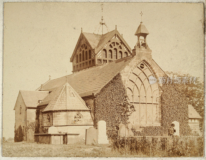 老维多利亚教堂的古董照片，19世纪