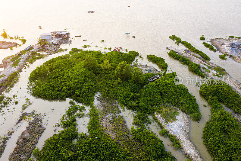 流浮山村的无人机视图