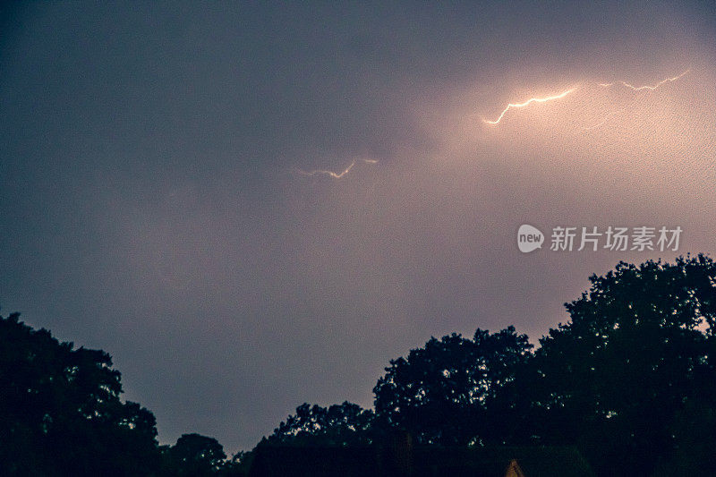 戏剧性的天空和黑暗中的雷声。