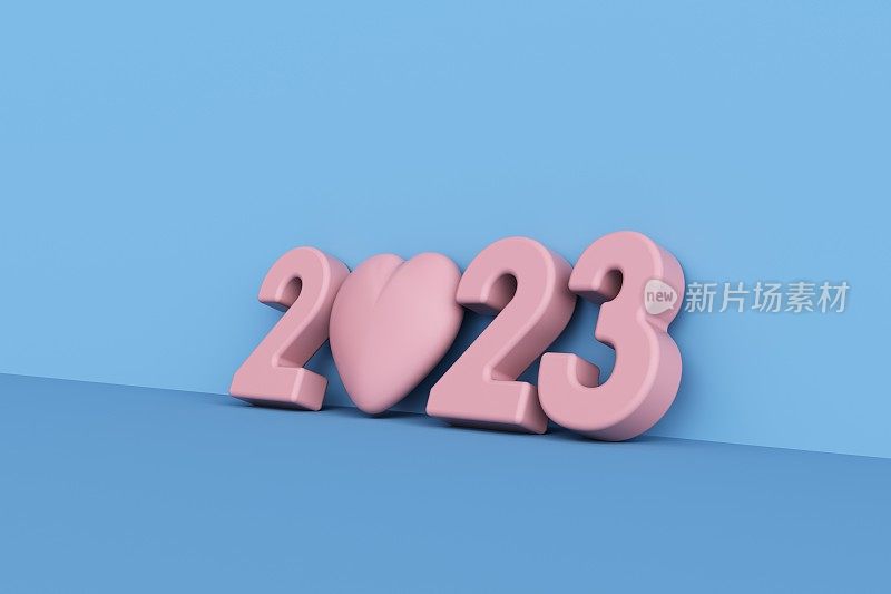 2023年，蓝底红心。