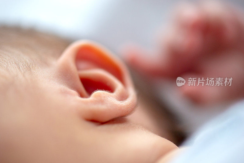 新生儿耳朵的特写