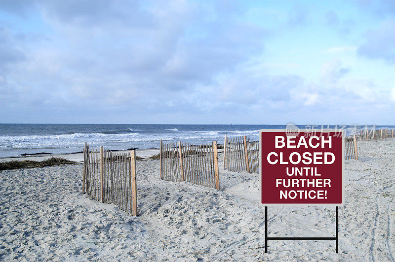 电晕病毒:关闭海滩直到另行通知，电晕病毒，签名关闭海滩直到另行通知!