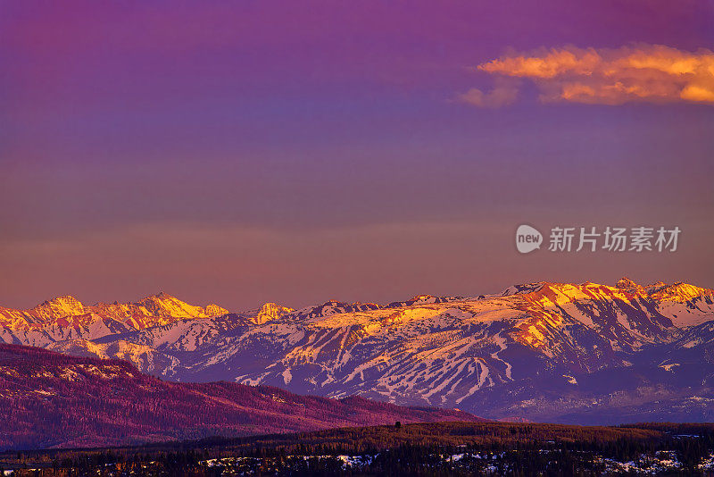 阿斯彭高原滑雪区，麋鹿山，日落