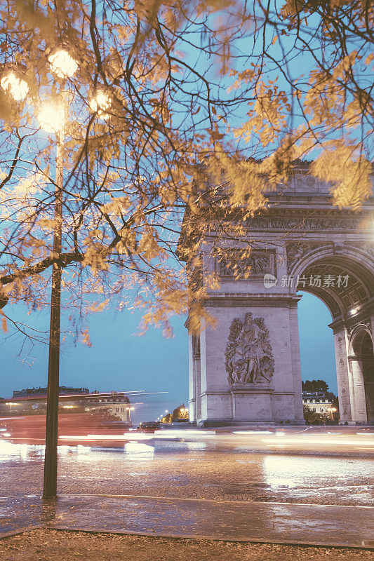 凯旋门，巴黎秋季