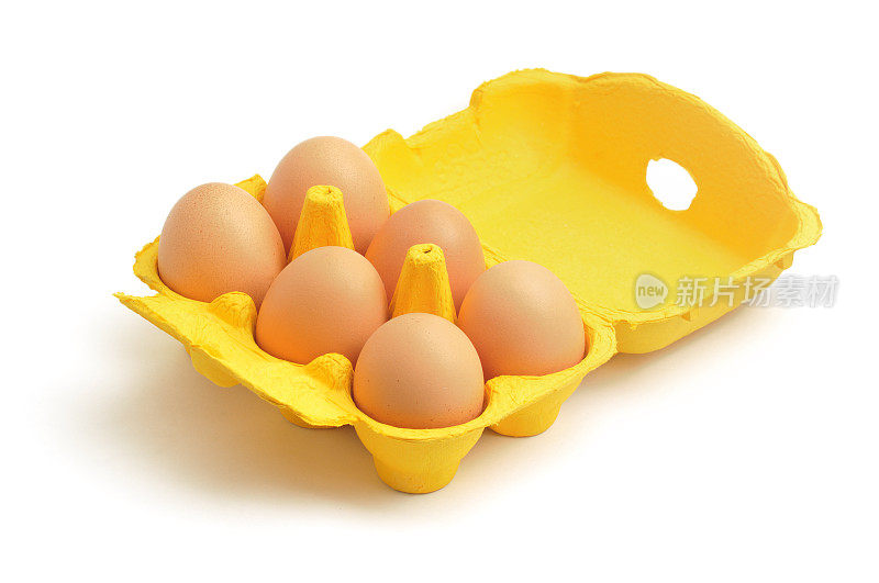 六个鸡蛋在一个鸡蛋盒里