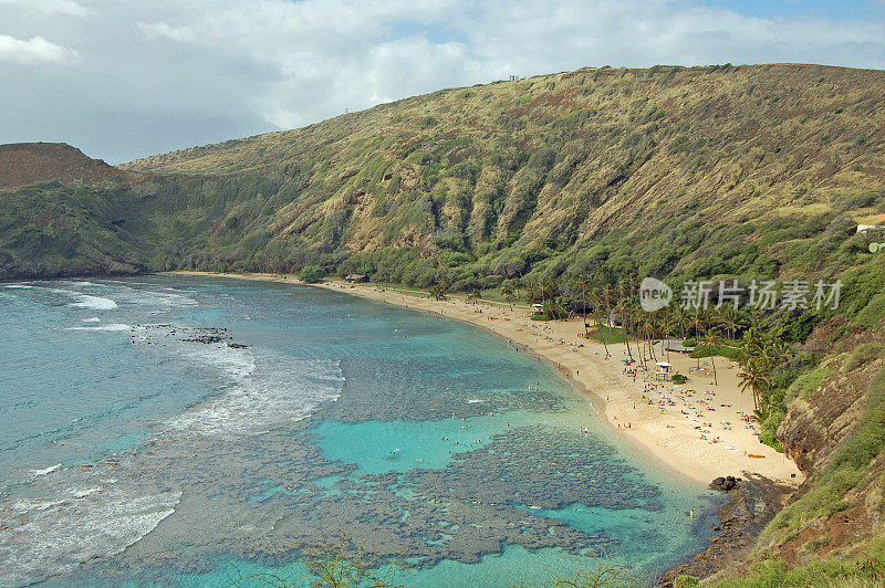 瓦胡岛海滩全景风景