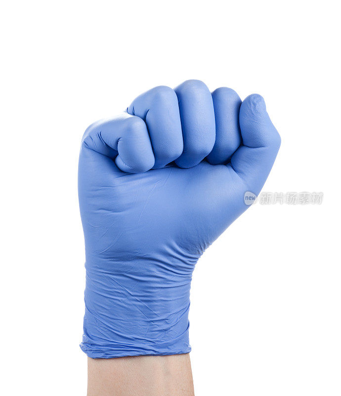戴上蓝色手套