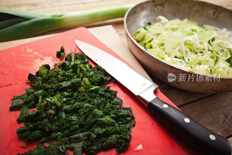 切碎的蔬菜特写