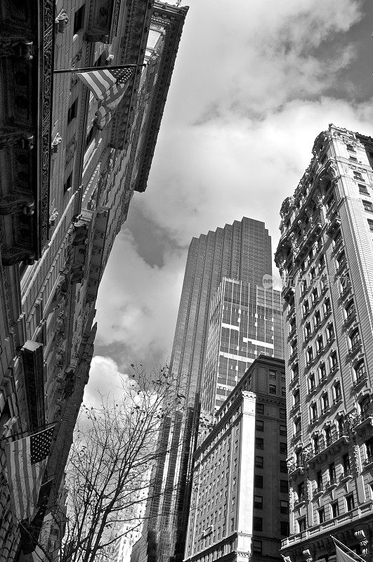 上中城曼哈顿城市景观，对比建筑时代，纽约市