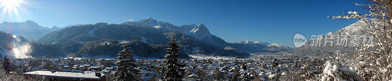 美丽的Garmisch-Partenkirchen全景