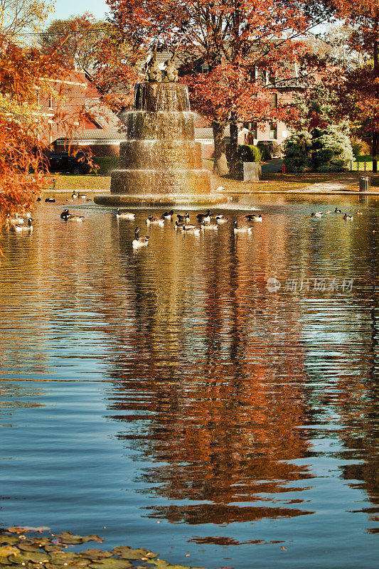 俄亥俄州哥伦布市古代尔公园的秋天