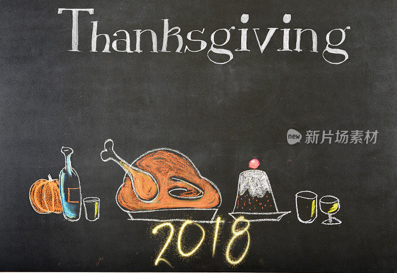 黑板上的感恩节概念
