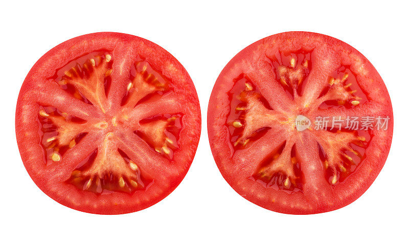 番茄切片孤立在白色背景上