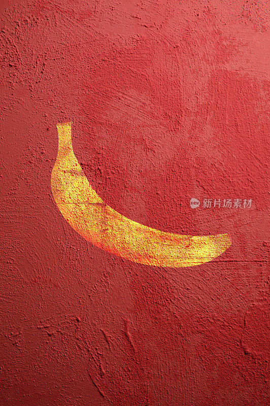 香蕉标志画在墙上的背景