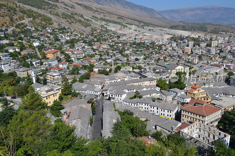 Gjirokaster城镇景观屋顶，阿尔巴尼亚