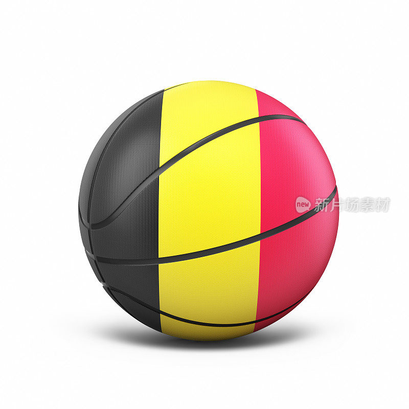 比利时国旗篮球，物体+阴影剪辑路径