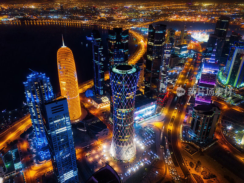 多哈夜景，卡塔尔