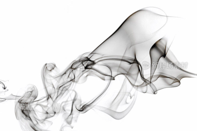 抽象的流动烟雾模式在一个白色的背景
