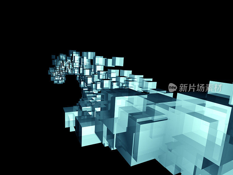 抽象的立体空间，在纳米技术、科学和工程隐喻中的三维插图