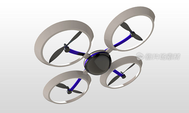 四轴飞行器3d模型隔离在白色