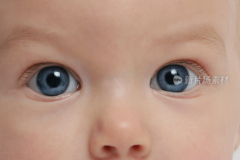 大大的蓝眼睛，娃娃脸