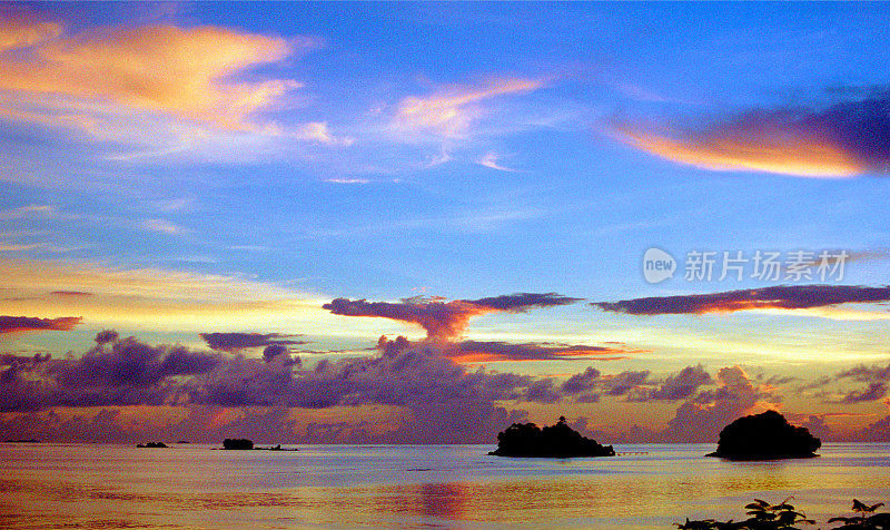 日落时分的斐济群岛