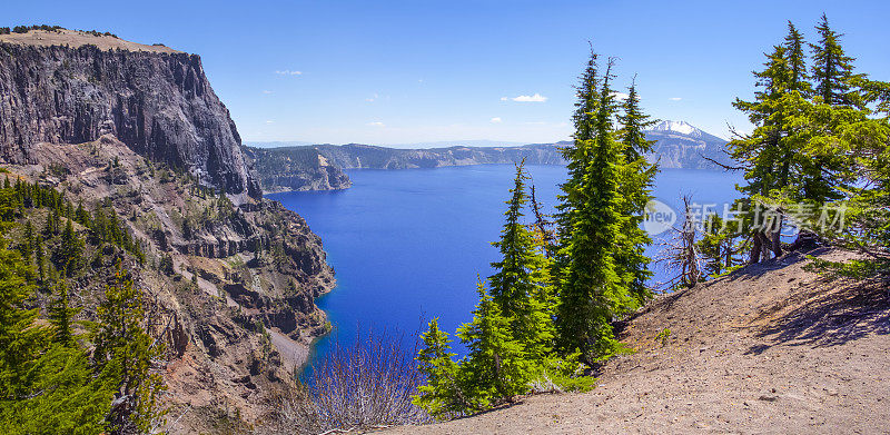 风景火山口湖俄勒冈全景