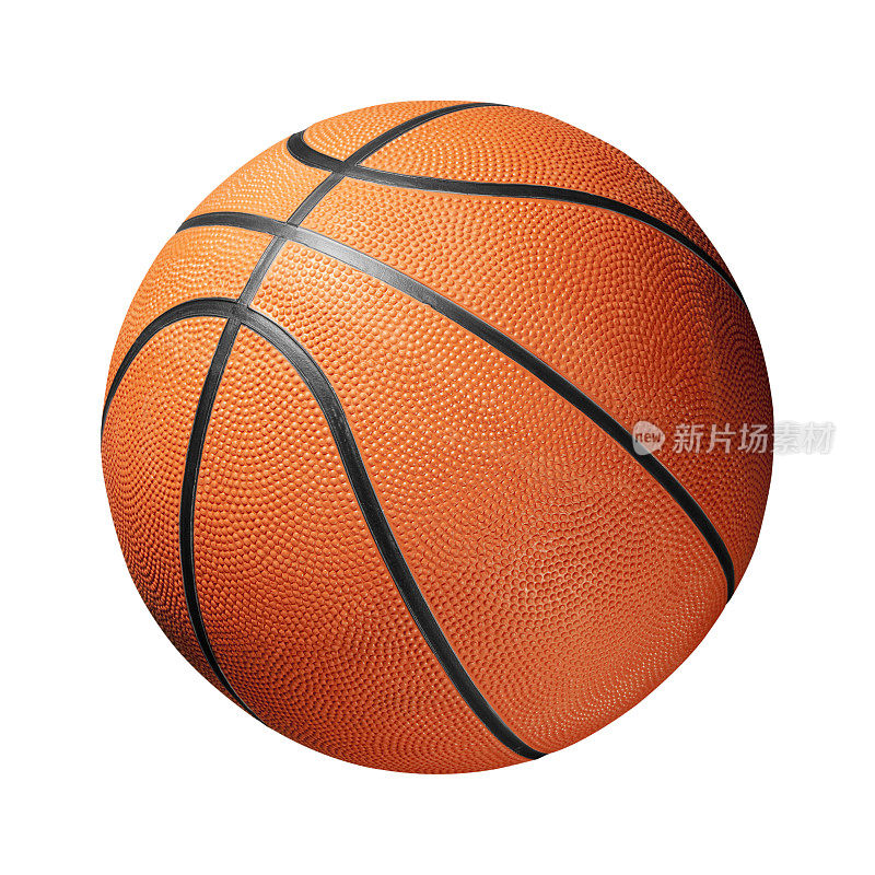 橙色和黑色的皮革篮球在白色的背景