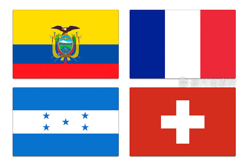 国旗系列:厄瓜多尔，法国，洪都拉斯和瑞士的白色