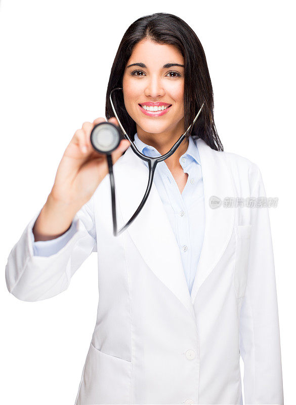 手持听诊器的女医生