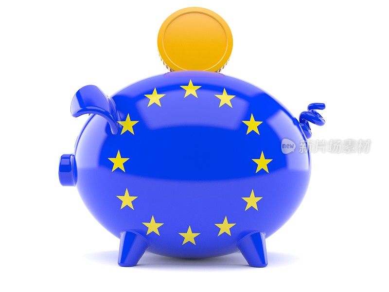 印有欧盟旗帜的储蓄罐