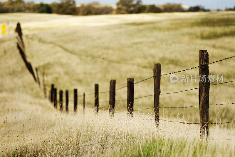 围栏穿过草原草原