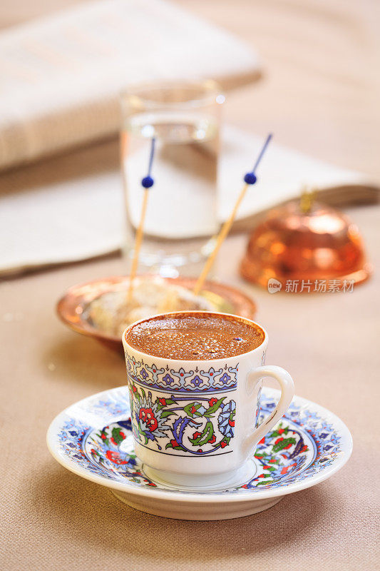 土耳其咖啡的概念。正宗的土耳其软糖