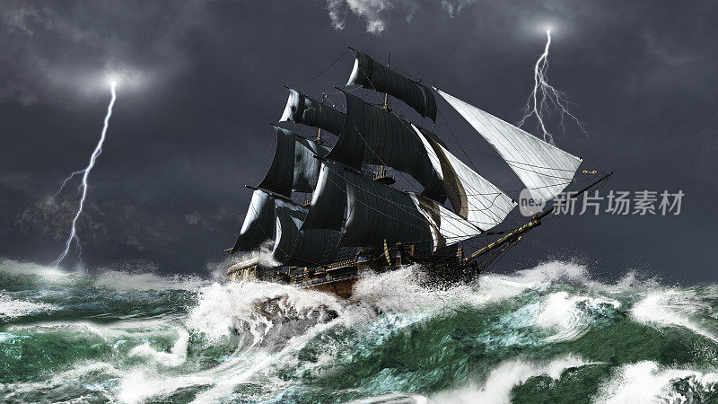 雷雨中的帆船