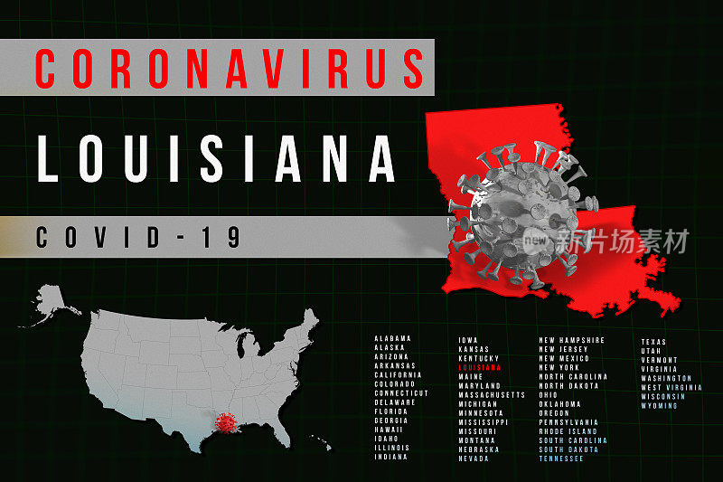 美国路易斯安那州-新冠肺炎地图