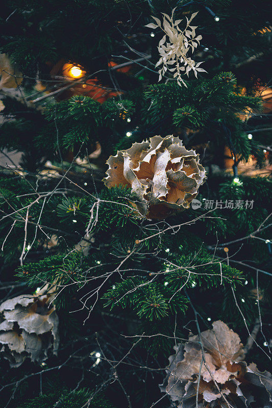 用鲜花装饰圣诞树