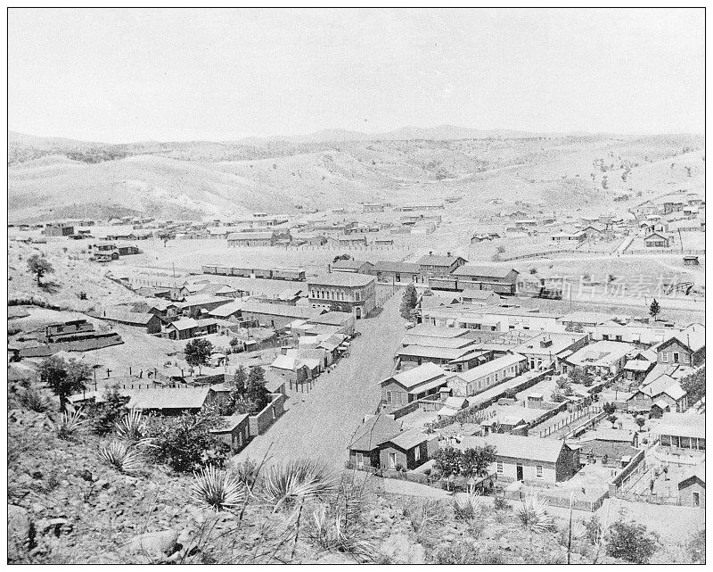 古董黑白照片的美国地标:图森，亚利桑那州