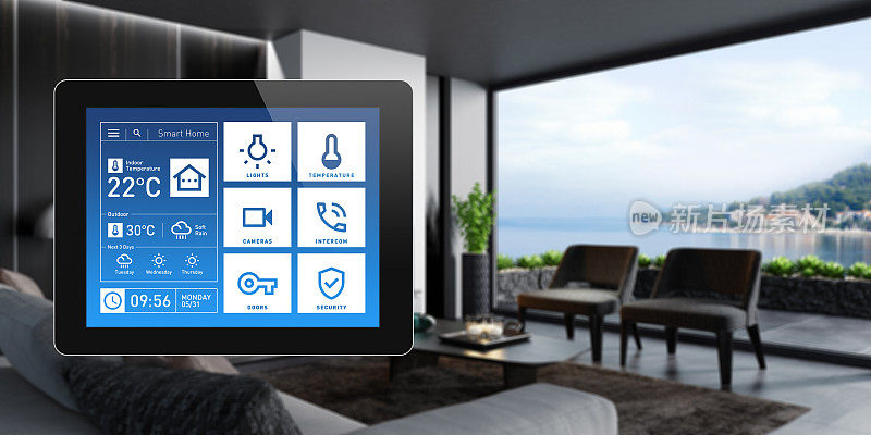 智能家居触摸屏设备的家庭控制与简单的概念应用程序设计。现代室内