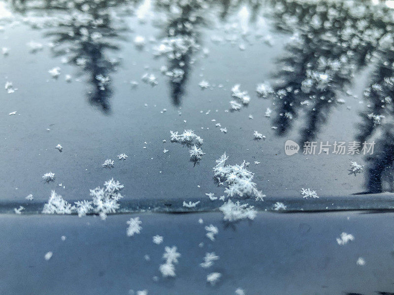 反光表面上的雪花