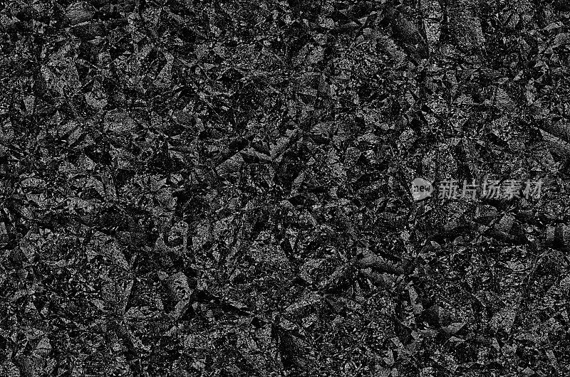 黑色炭烬玄武岩抽象纹理烧灰钻石箔背景褶皱包装纸夜深灰灰色图案无缝