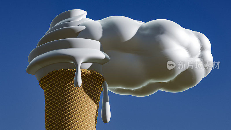 云彩和融化的软冰淇淋结合在一起