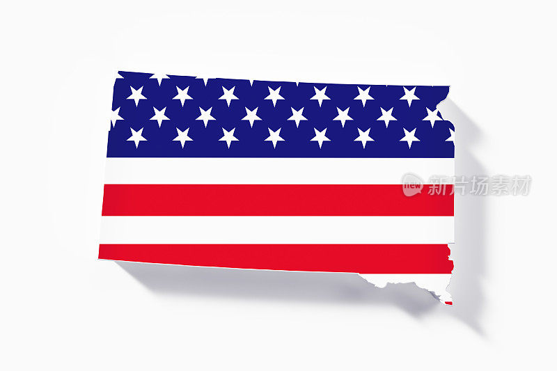 南达科他州的州边界，白色背景上有美国国旗