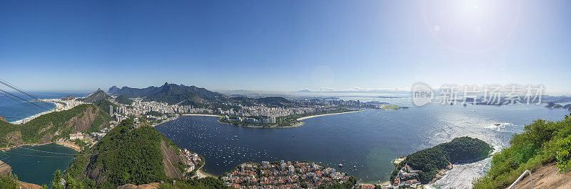 巴西里约热内卢。从休格洛夫山上俯瞰城市180度全景。高清晰度。96像素。