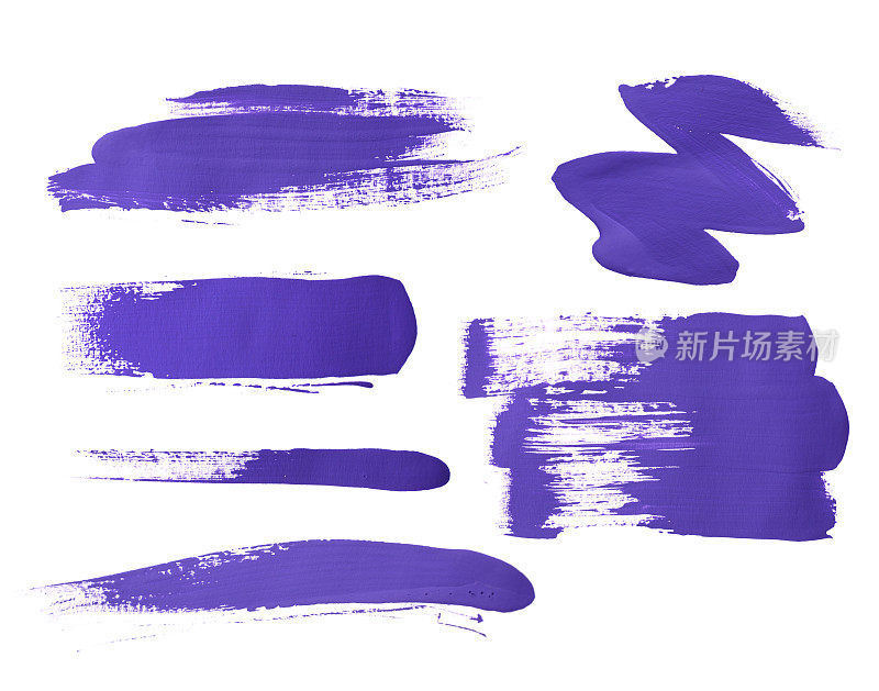 套紫色笔触的丙烯酸涂料作为样品的艺术产品